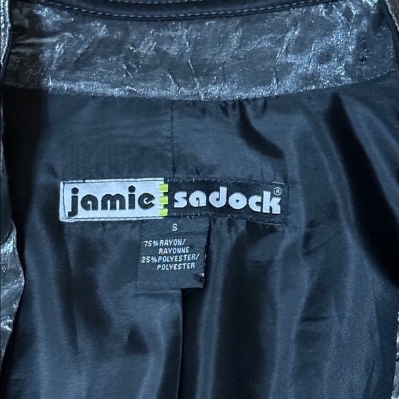 Jamie Sadock Black and Silver Crinkle Moto Jacket - Picture 4 of 7